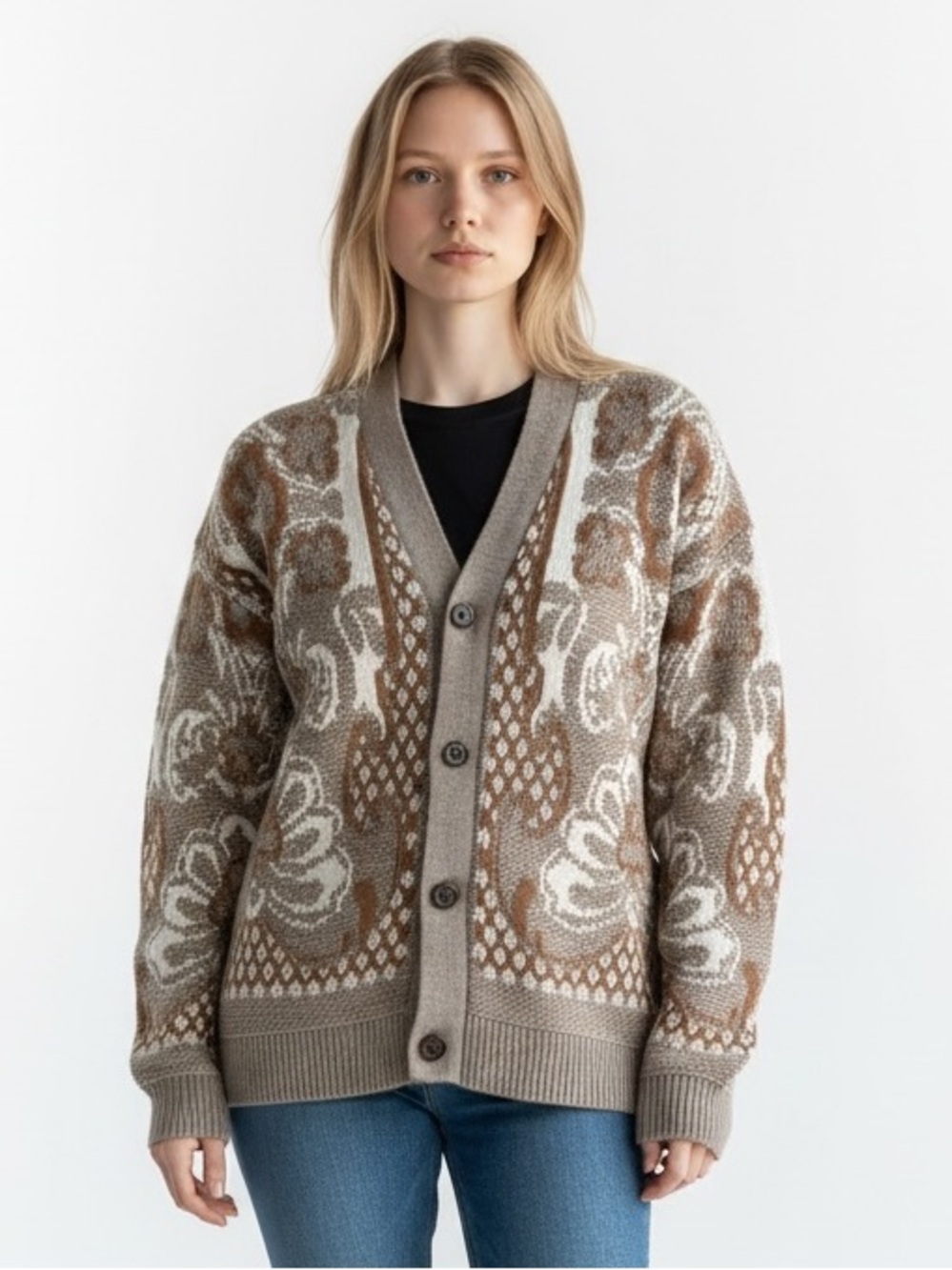 Abercrombie & Fitch Floral Jacquard Cardigan Sweater Size Small